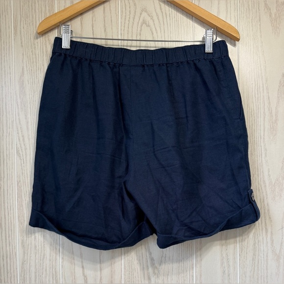 J Jill Pure Jill Womens Linen Shorts Navy Blue Size XS Roll Tab LNC - Picture 3 of 4